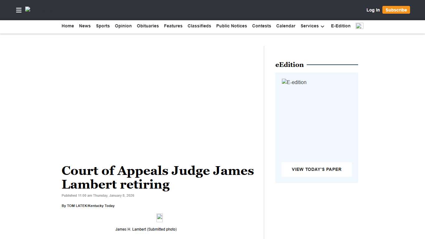 Court of Appeals Judge James Lambert retiring | Harlan Enterprise